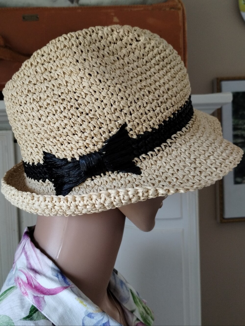 kate spade Cream Straw Bucket Hat with Black Band and Bow